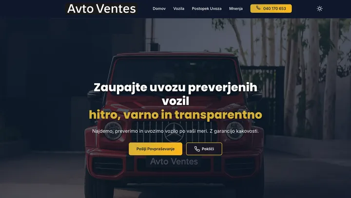 Avtoventes spletna stran za prodajo vozil